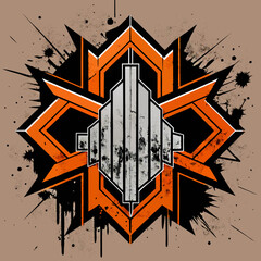 Vector logo illustration featuring an orange and black design, showcasing a modern and dynamic aesthetic.