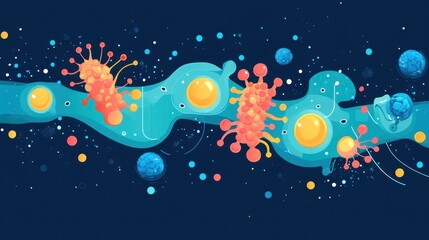 Abstract Microbial Life in Vibrant Colors and Shapes