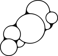 Cluster of six soap bubbles grouped in a rounded outline.