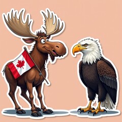 Canada and US symbols engage in a friendly debate over trade relations
