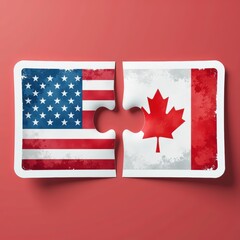 US and Canada puzzle pieces representing trade relations and conflicts
