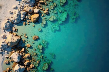 Obraz premium Irregular shoreline creates intricate water patterns, environment, form