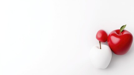 Obraz premium Three apples, red and white, on a white background