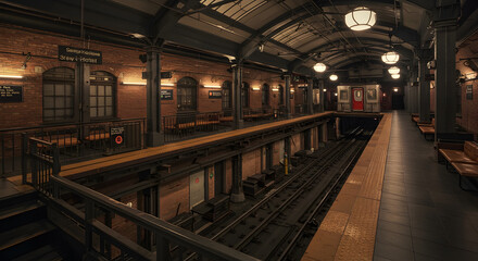 Naklejka premium Renovated Subway Station Transformed Into a Unique Boutique Hotel Interior