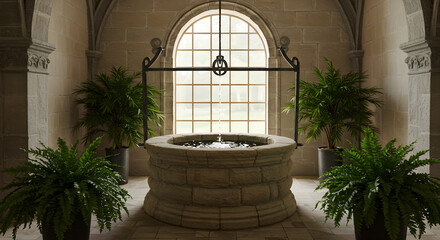 Fototapeta premium Restored Eighteenth Century Well Converted into an Indoor Water Feature