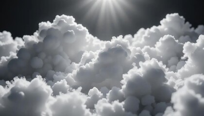 Heavenly Ascent: Billowing Clouds and Radiant Sunlight.