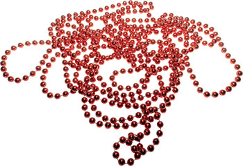 red beads on white background