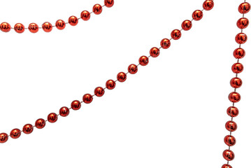 red beads on white background