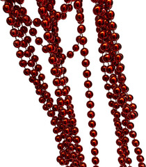red beads on white background