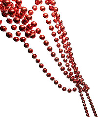 red beads on white background