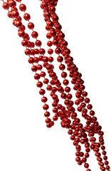 red beads on white background