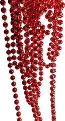red beads on white background