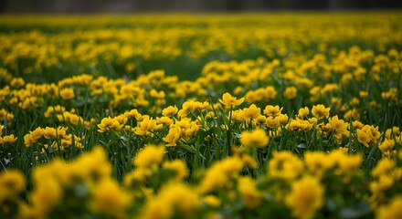 Obraz premium Golden Meadow: A Sea of Spring Blossoms AI Generated