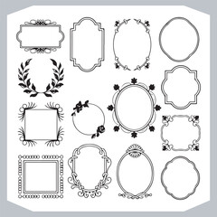 Vintage Labels and Calligraphic Decorative Frames with Ornamental Design Corners