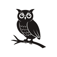 Fototapeta premium Owl Perched on Branch Silhouette