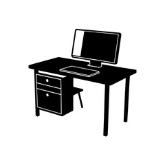 Office Desk with Computer Silhouette