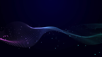 Abstract wave of musical sounds. Smooth information transfer. 3D rendering.