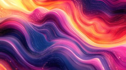 Obraz premium Harmonious swirls of vivid colors blend seamlessly in a captivating abstract landscape, expressing movement and emotion in dynamic waves of orange, pink, and purple