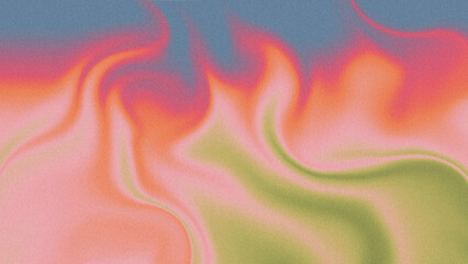 Abstract flame background. Digital noise, grain texture. Retro nostalgia dreamy vibes. Pink, green, red, orange, beige, blue, purple colors.
