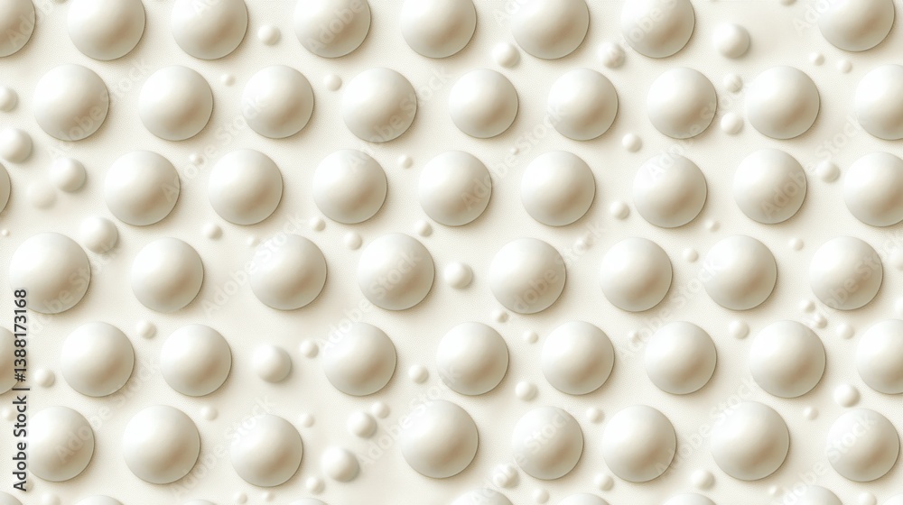 Poster Structured pattern of matte white spheres with modern minimalism on a soft neutral surface enhances elegance and tranquility in design