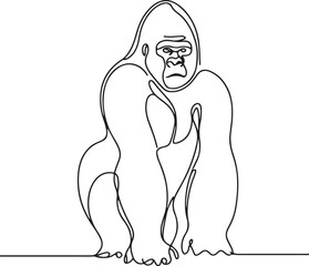 Gorilla Line Drawing Vector Art 