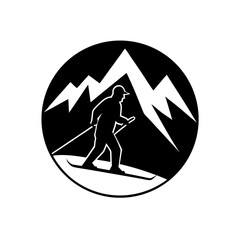 Fototapeta premium Skiing Downhill Mountain Silhouette Art