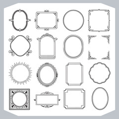Vintage Labels and Calligraphic Decorative Frames with Ornamental Design Corners