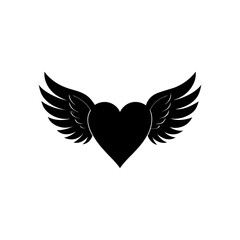 Obraz premium Heart with Wings Vector Silhouette