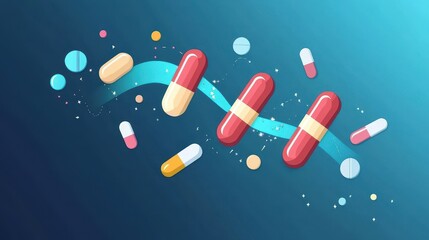 Colorful Capsules and Pills on Vibrant Background