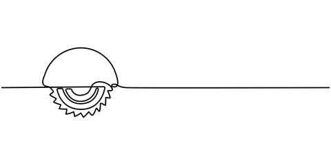 One line art Circular Saw vector illustration. line art, one continuous line, simple, hand drawn Carpenter Circular saw icon. Continuous one line sketch style. for icons, symbols, signs or logos. 