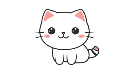cute kitten with ping eyes cheeks and tail vector illustration