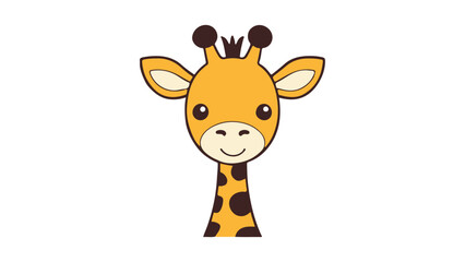 Cute Cartoon Giraffe Illustration with Smiling Expression and Bright Colors, Adorable illustrated giraffe depicted in a cartoon style with a cheerful expression vector illustration