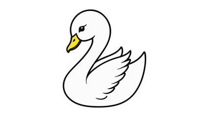 Elegant Cartoon Swan Illustration with a Graceful Pose and Bright Details, Charming illustration of a swan drawn in a cartoon style