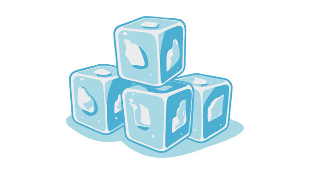 Stack of Ice Cubes Illustrated in a Minimalist Cartoon Style, vector Illustrated ice cubes depicting coolness and freshness 