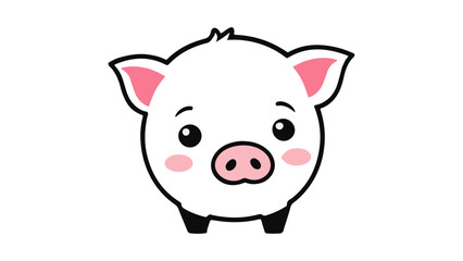 Cute Cartoon Pig Illustration with Blushed Cheeks and Expressive Features, cute shy pig cartoon vector illustration