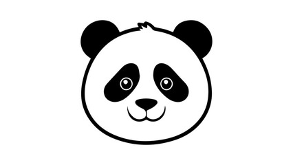 Cute Panda Bear Illustration With A Friendly Face and Minimalist Design, Adorable illustration of a panda bear face with a friendly expression