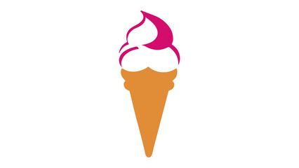 simple ice cream vector illustration with pink topping