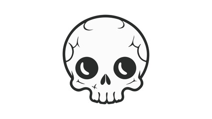 Adorable and minimalist skull illustration featuring large black eyes on a clean white background