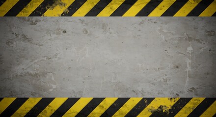 Fototapeta premium Gritty Concrete Warning: Yellow & Black Hazard Stripes AI Generated