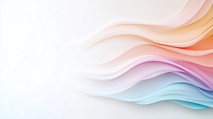 Fototapeta premium Colorful abstract waves flowing across a white background, soft pastel gradients with smooth transitions, and modern art design concept.