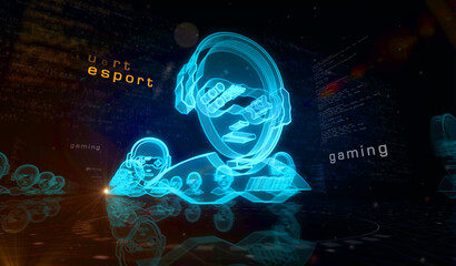 Naklejka premium Gamer esport player symbol digital concept 3d illustration