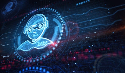 Gamer esport player symbol digital concept 3d illustration