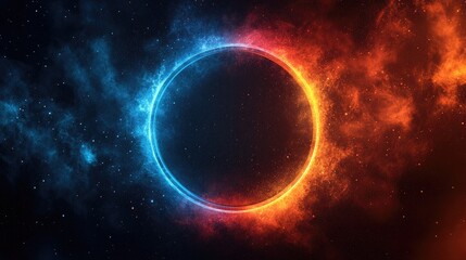 Obraz premium Majestic Circular Whirl of Blue and Orange Colors with Cosmic Swirls Evoking Energetic Vibes and a Sense of Infinite Depth in Space