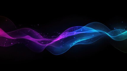 Obraz premium Ethereal Flow of Colorful Waves in Shades of Blue and Purple Evoking a Sense of Serenity and Movement Against a Dark Backdrop