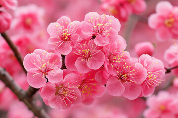 Close-Up of Pink Plum Blossom in Spring – Vibrant Floral Bloom