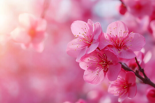 Close-Up of Pink Plum Blossom in Spring &ndash; Vibrant Floral Bloom