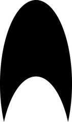 Oval black shape with concave curves creating a smooth abstract figure.