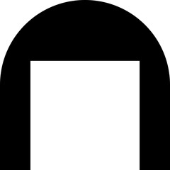Filled black rectangular shape with one rounded side and a large squared concave side.