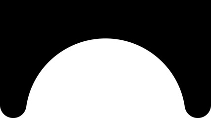 Filled black rectangular shape featuring a rounded concave side.