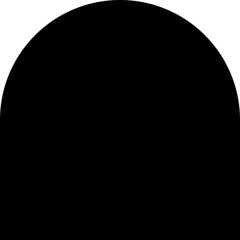 Filled black square with one rounded concave side and one straight side.